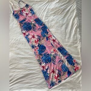 Iris Tropical Pink and Blue Maxi Dress